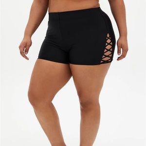 torrid NWT Black Lattice Swim Shorts